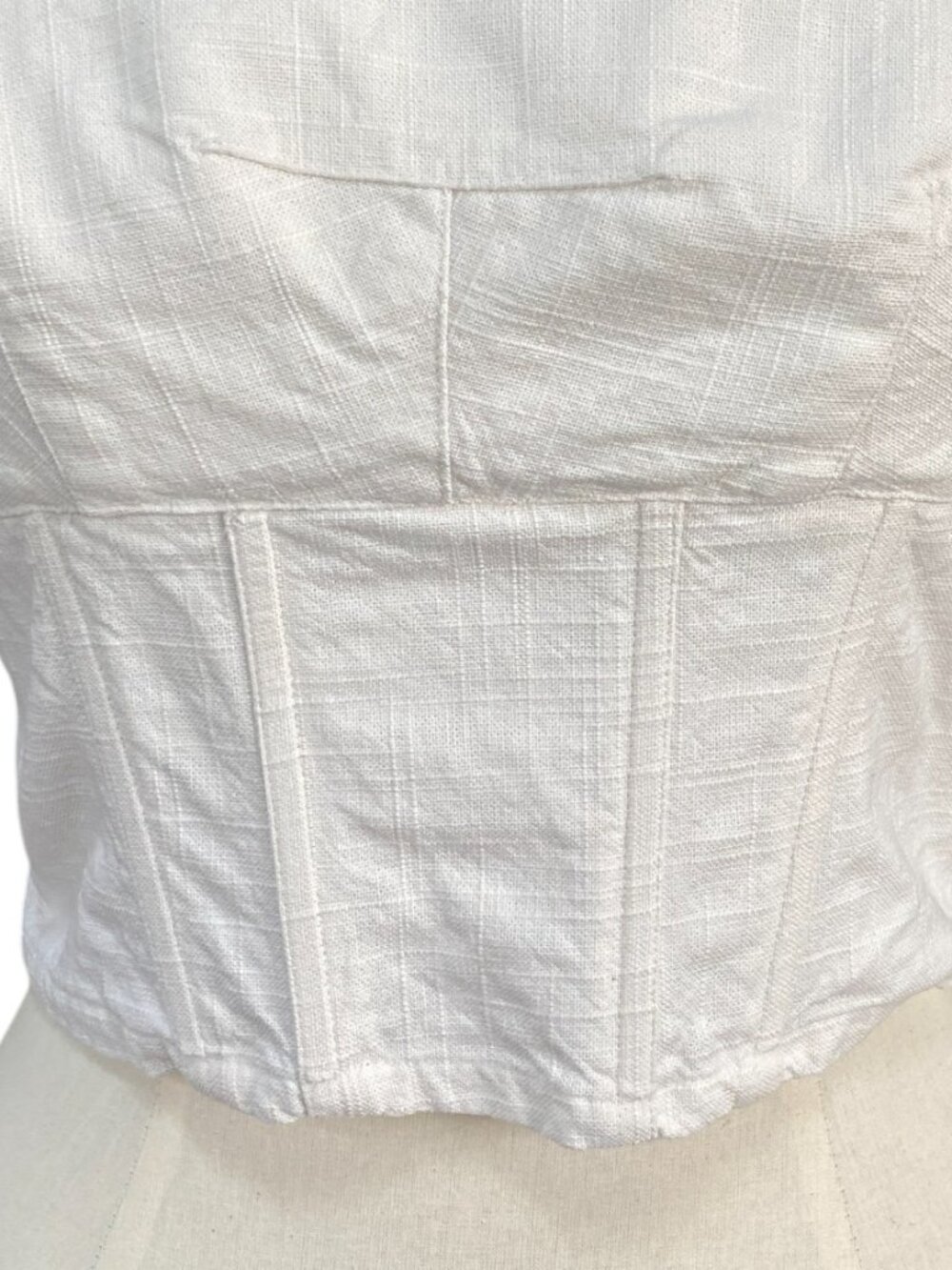 Caren Forbes Corset Bustier Crop Top White Bow Boned Coquette Milkmaid Resort-M - Picture 4 of 12